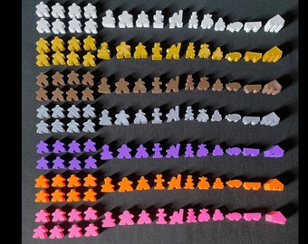 19 pc Carcassonne Meeple Set (Including Abbot, Builder, Pig, Large Meeple, Wagon, Mayor, Barn, Shepherd, Ringmaster, Messenger, and Robber)