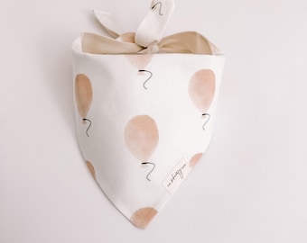 Beige Balloons | Dog Birthday Pawty Dog Bandana, Tie-On dog accessory, pet, minimal, neutral, birthday, party, balloons, boho