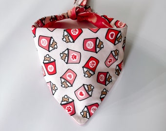 Love Pup Cup | Lollipop Heart Suckers Valentine's Day Dog Bandana, Reversible, Double-Sided, Tie-On dog accessory, pet, minimal, candy, love