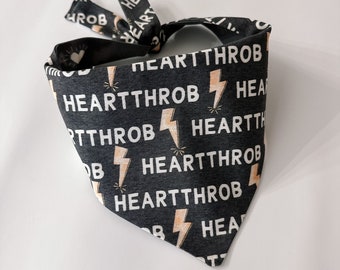 Heartthrob | Love Lightning & Hearts Valentine's Day Dog Bandana, Reversible, Double-Sided, Tie-On dog accessory, minimal, boy dog, phrase