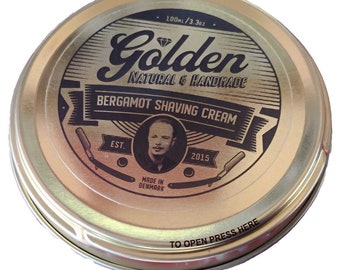 Vegan shave Soap / Shaving Cream / Shaving Cream for Men /  Natural Shaving Cream Bergamot Scent - 3,3Oz / 100ml - Golden Shave