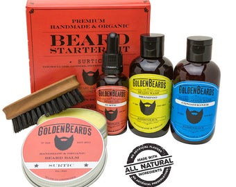 Ultimate Beard Grooming Kit Beard Care Men Kit Beard Grooming Kit pear brush boar bristle beard oil balm shampoo-conditioner Surtic