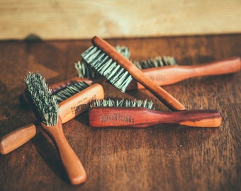 Brosse à barbe végétalienne avec poignée - Fabriqué à partir de plante d’agave Lechugilla - Poils végétaux pour les personnes végétaliennes