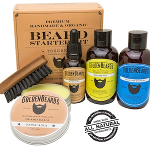Ultimate Beard Grooming Kit Beard Care Men Kit Beard Grooming Kit pear brush boar bristle beard oil balm shampoo-conditionerToscana
