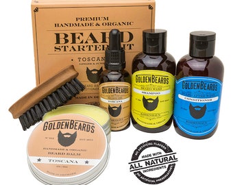 Ultimate Beard Grooming Kit Beard Care Men Kit Beard Grooming Kit pear brush boar bristle beard oil balm shampoo-conditionerToscana