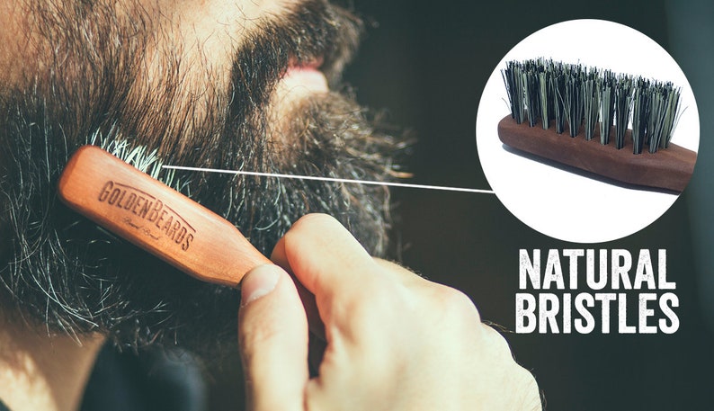 Vegan Beard Brush with handle Made from Agave Lechugilla Plant Vegetal Bristles for Vegan people image 3