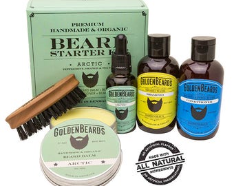 Ultimate Beard Grooming Kit Beard Care Men Kit Beard Grooming Kit pear brush boar bristle beard oil balm shampoo-conditioner Arctic