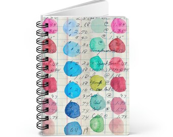 Watercolor Rainbow Dots on Ledger Spiral Journal