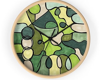Abstract in Green Wall Clock