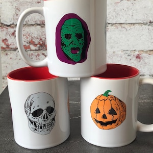 Halloween 3 80s Cult Horror Movie Mug, Gothic Horror Movie Mug, Season of The Witch, Silver Shamrock Masks Mug,