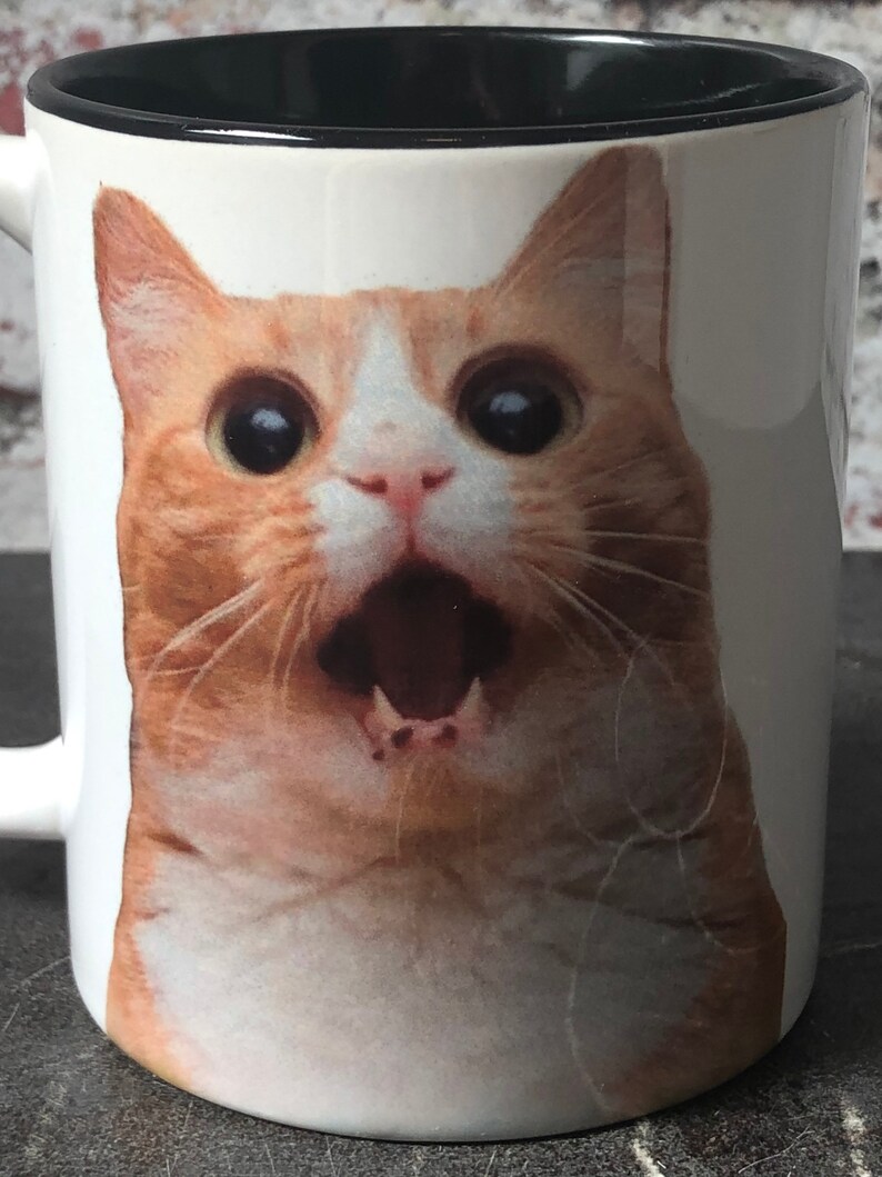 Happy Cat Face Mug Funny Cat Mug Lol Cat Mug Cat Birthday Etsy