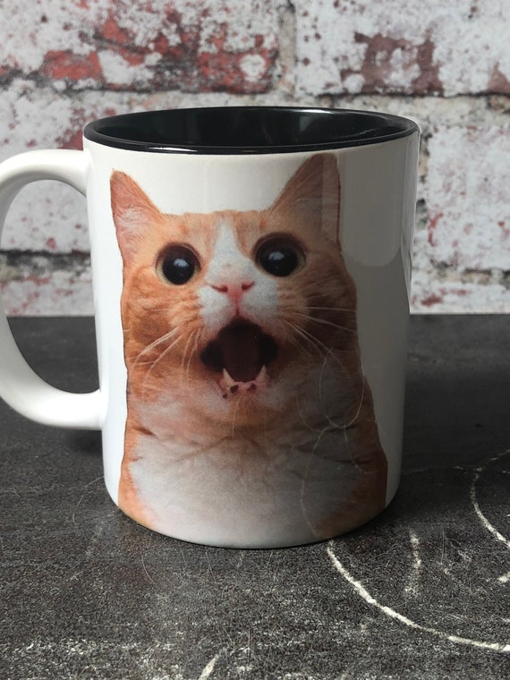 Happy Cat Face Mug Funny Cat Mug Lol Cat Mug Cat Birthday Etsy