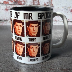 The Many Emotions of Mr Spock, Star Trek Mug, Funny Star Trek Mug, Mr Spock Meme, Star Trek Gift