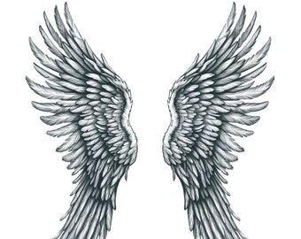 Tatouage de grandes ailes - tatouage temporaire de grandes ailes / tatouage temporaire d’ailes arrière / tatouage d’ailes d’ange de grande taille / tatouages pour le dos / ailes d’ange