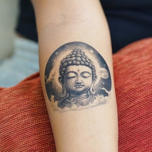 Nirvana - Nirvana Temporary Tattoo / Buddha Temporary Tattoo / Moonlight Buddha Tattoo / Quiet Night Buddha Tattoo / Thursday Buddha Tattoo