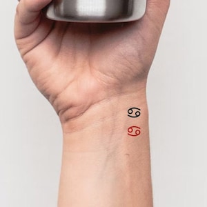 Tiny Cancer Sign Tattoos (Set of 8) - Cancer Sign Temporary Tattoos / Cancer Symbol Tattoos / Tiny Cancer Sign Tattoo / Cancer Star Sign