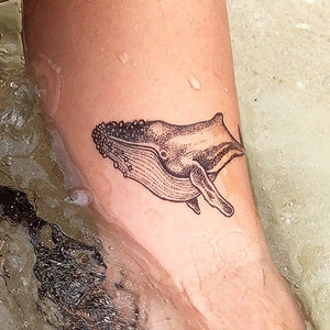 Blue Whale - Whale Temporary Tattoo / Dotwork Blue Whale Tattoo / Blue Whale Temporary Tattoo / Blue Whale Tattoo / Moby Dick / Sea Animal