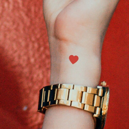 Small Red Hearts set of 5 Temporary Tattoo / Red Hearts Etsy