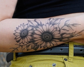 Sunflower Tattoo Etsy