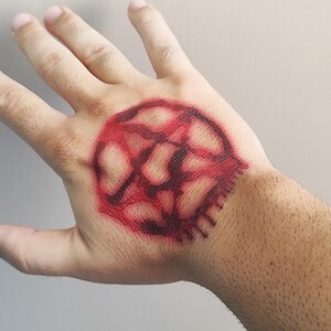 Bloody Pentagram Tattoo - Blood Pentagram Temporary Tattoo / Halloween Pentagram Tattoo / Tattoos for Costume / Scary Tattoo / Wound Tattoo
