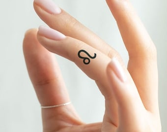Tiny Leo Sign Temporary Tattoos (Set of 8) - Leo Temporary Tattoo / Leo Zodiac Symbol Tattoo / Astrology Tattoo / Lion Tattoo / Leo Tattoo