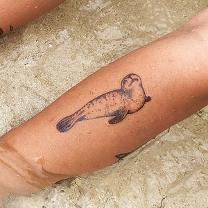 Seal Tattoo - Seal Tattoo / Seal Temporary Tattoo / Pinniped Tattoo / Aquatic Animal Tattoo / Sea Seal Tattoo / Dotwork Seal Tattoo / Cute