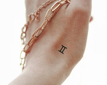Tiny Gemini Sign Temporary Tattoos (Set of 8) - Gemini Temporary Tattoo / Gemini Symbol Tattoo / Tiny Zodiac Tattoo / Red Zodiac Tattoo