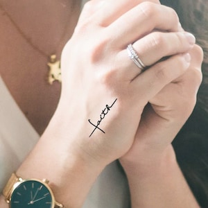 Tiny Faith Cross (Set of 2) - Small Faith Cross Tattoo / Tiny Faith Cross Temporary Tattoo / Religious Tattoo / Christian Tattoo / Faith