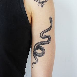 Snake - Blackwork Temporary Tattoo / Snake Temporary Tattoo / Traditional Snake Tattoo / Vintage Snake Tattoo / Old School Snake Tattoo