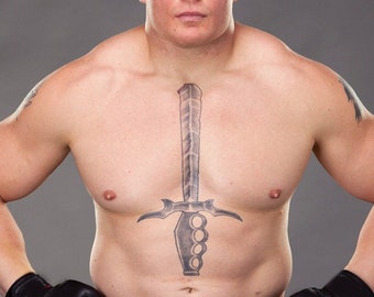 Tatouage temporaire épée Brock Lesnar - tatouage épée poitrine Brock Lesnar / Cosplay Costume Brock Lesnar / tatouage grande épée Brock Lesnar