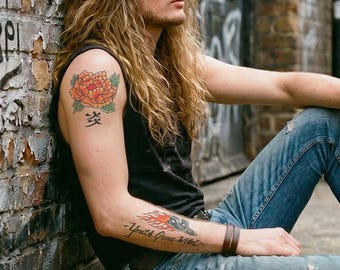 Sebastian Bach Tattoos - Rocker Singer Halloween Costume Cosplay Sebastian Bach Temporary Tattoos