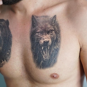 Wolf Tattoo - Wolf Temporary Tattoo / Wolf Arm Tattoo / Realistic Wolf Tattoo / Canidae Lupus Tattoo / Wolf Scary Tattoo / Wolverine