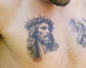 Jesus Crown of Thorns Tattoo - Jesus Temporary Tattoo / Religious Tattoo / Saviour Tattoo / Jesus Tattoo / Crown of Thorns / Jesus Christ