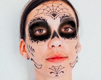 Day of the Dead Face Tattoos Set - Day of the Dead Tattoos / Sugar Skull Tattoos / Day Of The Dead Halloween Costume / Halloween Tattoo