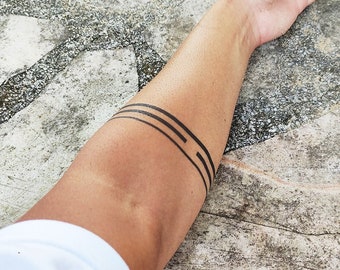 Minimalist Armband Tattoo - Armband Temporary Tattoo / Solid Lines Arm Band Tattoo / Line Wrist Tattoo / Lines Leg Tattoo / Minimalistic