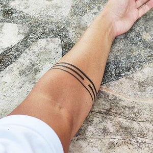 Minimalist Armband Tattoo - Armband Temporary Tattoo / Solid Lines Arm Band Tattoo / Line Wrist Tattoo / Lines Leg Tattoo / Minimalistic