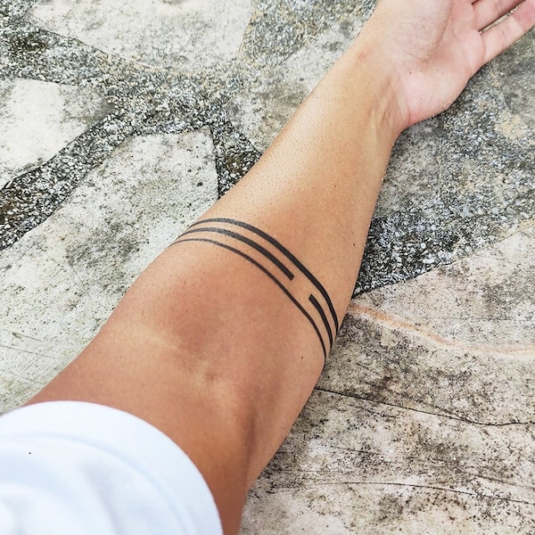 Minimalist Armband Tattoo - Armband Temporary Tattoo / Solid Lines Arm Band Tattoo / Line Wrist Tattoo / Lines Leg Tattoo / Minimalistic