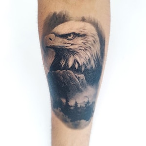 American Eagle Tattoo - Temporary Tattoo / Eagle Temporary Tattoo / American Eagle Temporary Tattoo / Eagle Portrait Tattoo /Rocky Mountains