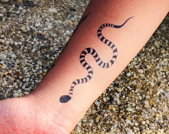 California Kingsnake Tattoo - California Kingsnake Temporary Tattoo / Snake Tattoo / Pattern Snake Tattoo / Animal Tattoo / Small Snake