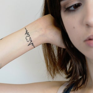 Heart Pulse (Set of 2) - Heart Pulse Temporary Tattoo / Cute Temporary Tattoo / Love Tattoo / Pulse Tattoo / Heart Tattoo / Small Tattoo
