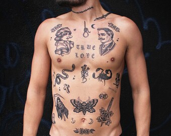 Snake Blackwork Temporary Tattoo / Snake Temporary Tattoo ...