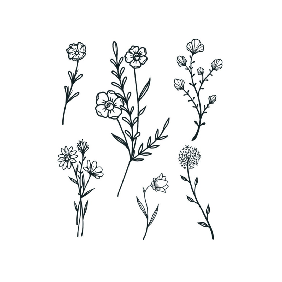 Delicate Flower Set Floral Temporary Tattoo Set / Little - Etsy Israel Delicate Flower Set Floral Temporary Tattoo Set / Little - Etsy Israel