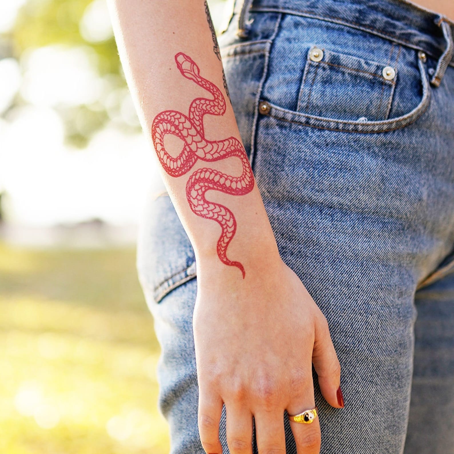 Large Red Snake Red Snake Temporary Tattoo / Red Serpent - Etsy