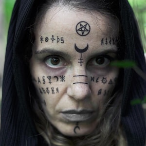 Witch Face Tattoos SET - Witchcraft Temporary Tattoo / Wicca Tattoo / Wiccan Tattoo / Salem Witch Face Tattoos / Halloween Witch Costume