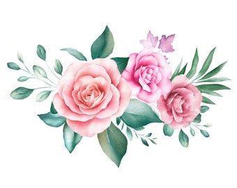 Große Rosen Temporary Tattoo - Aquarell Rosen Tattoo / Floral Temporary Tattoo / Schöne Blumen Tattoo / Große Blumen Tattoo / Rosa