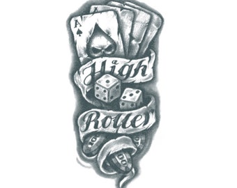 High Roller Tattoo Cholo Temporary Tattoo Chicano Tattoo Etsy