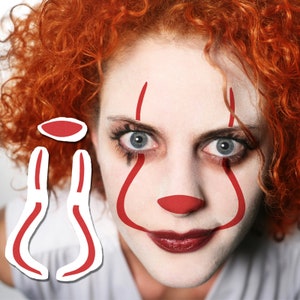 Clown Temporary Tattoo (Set of 2) - Clown Makeup Temporary Tattoo / Clown Tattoo Kit / Scary Halloween Costume / Scary Clown Makeup Tattoo