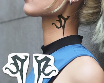 FF Neck Mark (Set of 2) - Mark of Accomplishment Temporary Tattoo / Halloween Costume Cosplay Tattoo