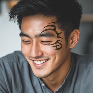 Boxer Face Tribal Temporary Tattoo - Hangover Tattoo / Face Tribal Tattoo / Man Face Tattoo / Halloween Costume / Fun Costume Tattoo