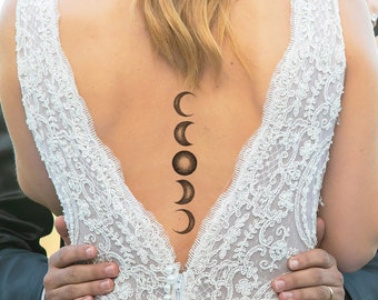 Moon Phases Tattoo - Phases of the Moon Tattoo / Moon Phases Temporary Tattoo / Moon Temporary Tattoo / Crescent Moon Tattoo / Lunar Tattoo